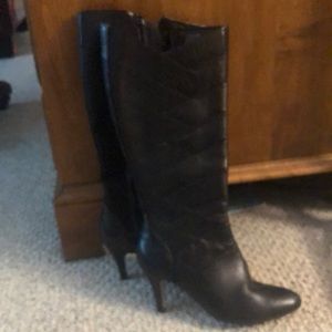 Adrienne Vittadini Black leather knee high boots